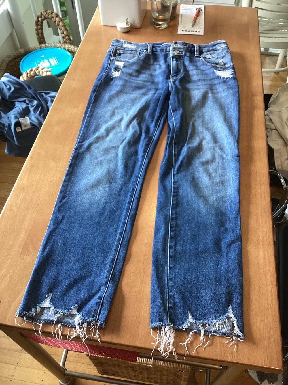 KanCan Blue Distressed Straight-Leg Jeans